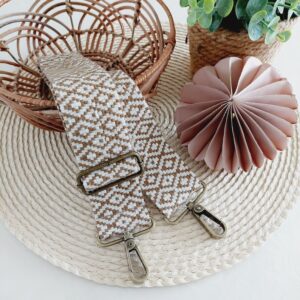 Taschengurt BOHO Raute ecru/beige