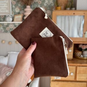 LINA Etui Wildlederimitat cognac / 2 Größen