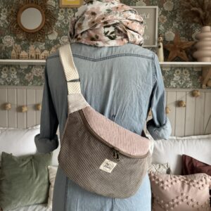 FRIEDA Hipbag Cord taupe/hellrosa/creme