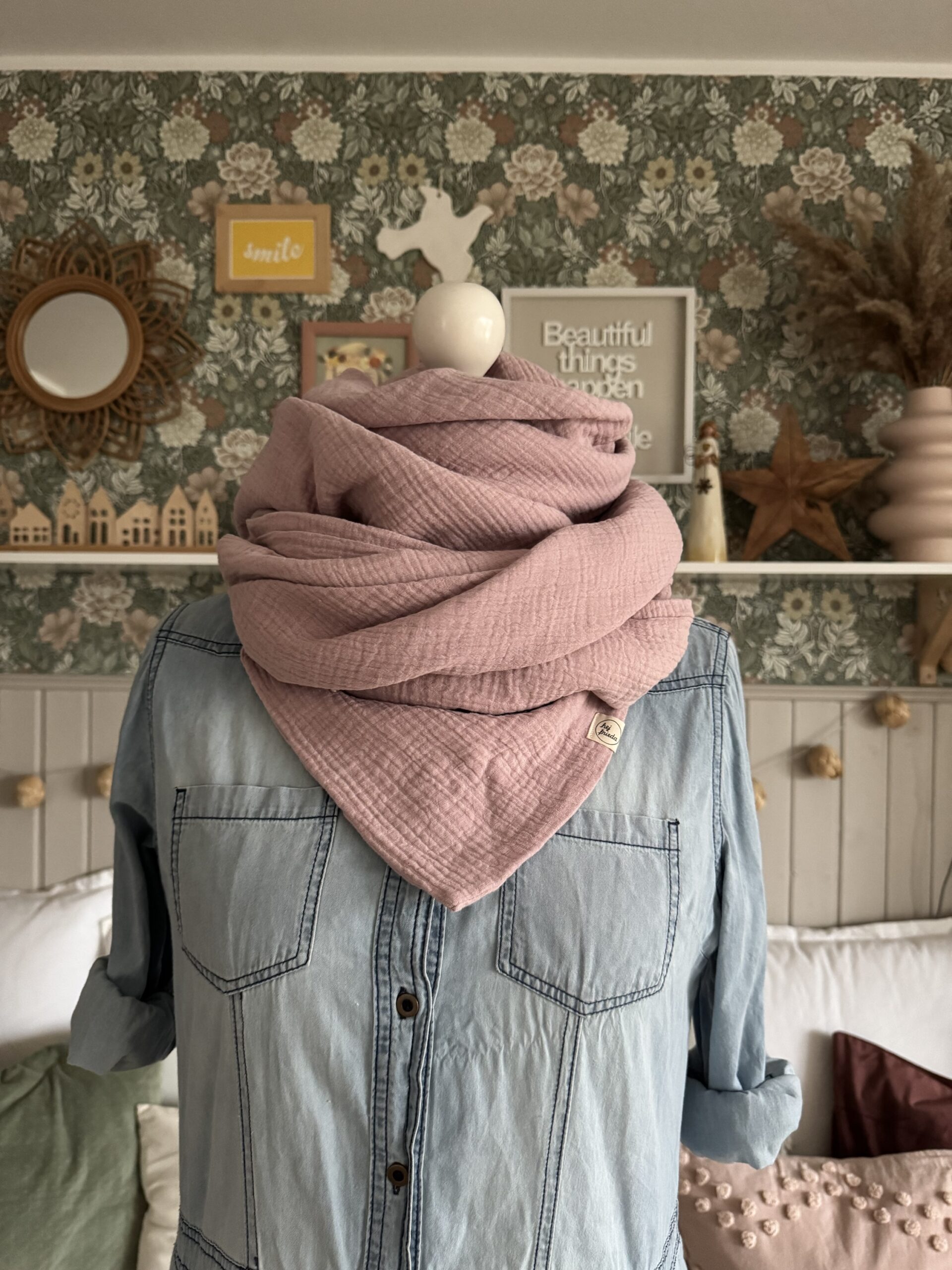 HANNA Musselintuch XL Altrosa