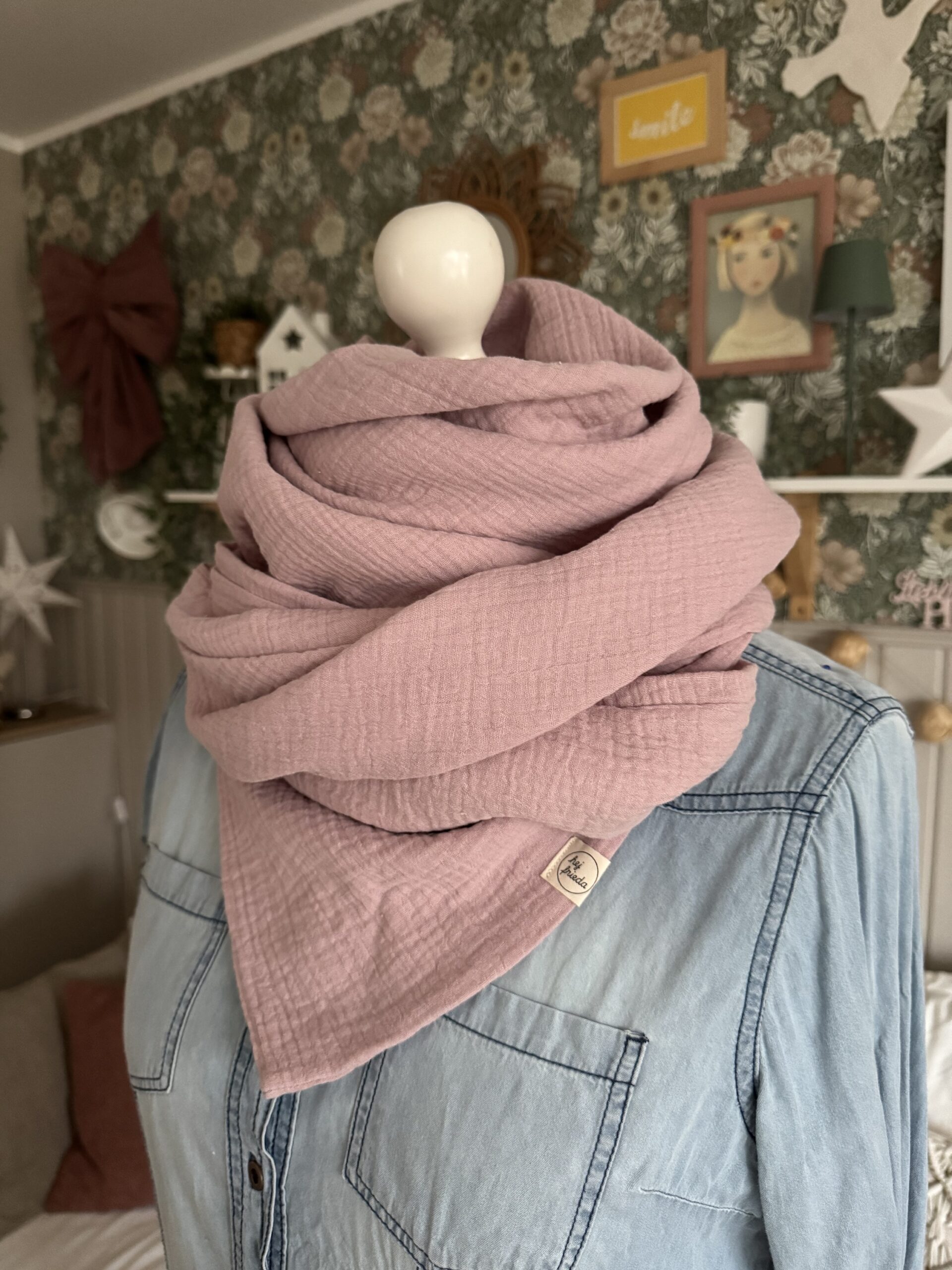 HANNA Musselintuch XL Altrosa – Bild 4