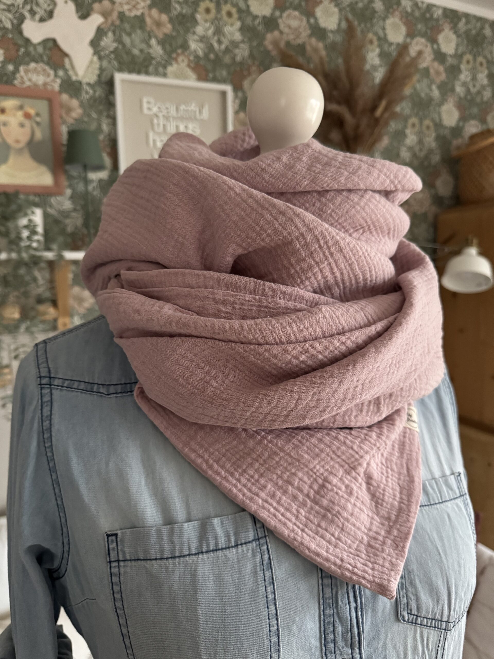 HANNA Musselintuch XL Altrosa – Bild 6