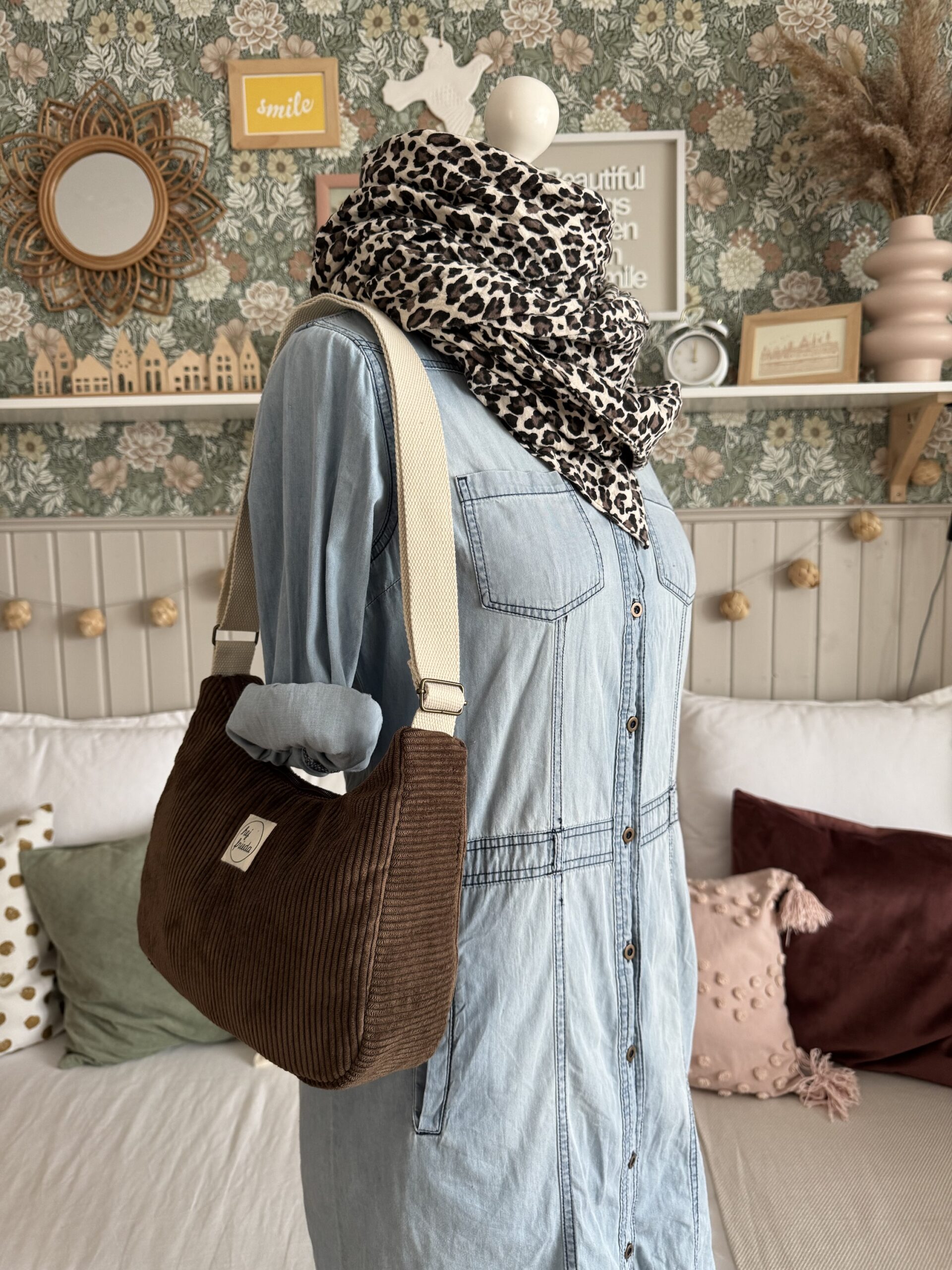 MAJA Crossbody-Bag Cord dunkelbraun – Bild 8