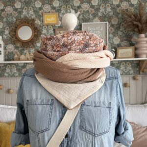 HANNA Musselintuch XL Vintage Flowers/creme/braun