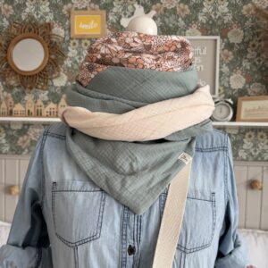 HANNA Musselintuch XL Vintage Flowers/creme/altmint